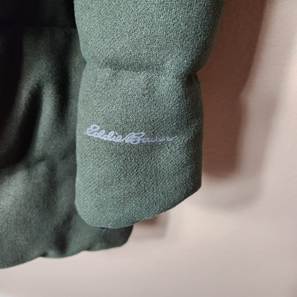 Eddie Bauer Womens Olive Wool Blend Hooded Down Puffer Coat-Size S - Picture 3 of 11